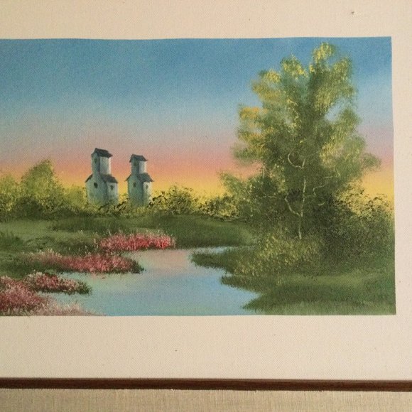 Wood Framed art painting Country landscape scene - Picture 6 of 7